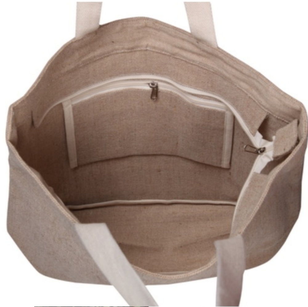 Juton Large Zipper Tote Bag, – Natural - Picture 4 of 5